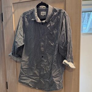 Men's Checkered Button-Down Shirt - Black and White